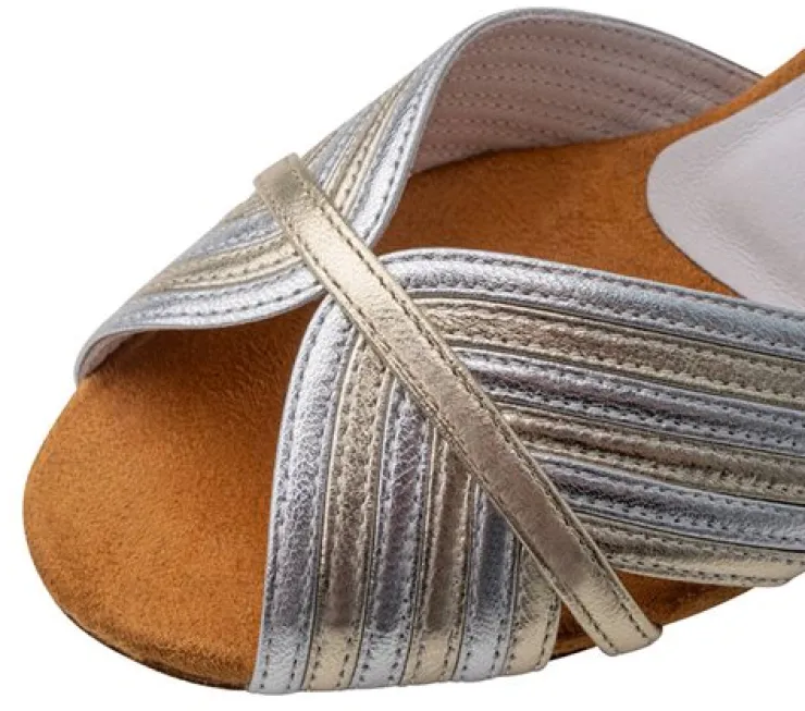 Dame Dansebutikken Anna Kern dansesko sølv/guld med 5 cm hæl - Noel