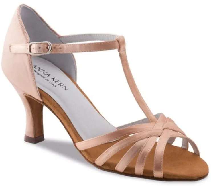 Dame Dansebutikken Anna Kern flesh satin dansesko med t- rem