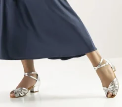 Dame Dansebutikken Anna Kern sølv dansesko 3,5 cm hæl