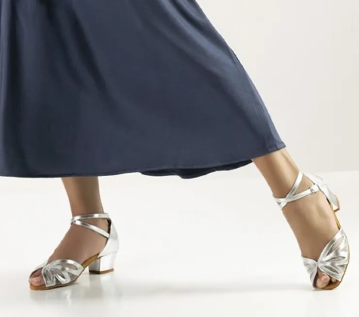 Dame Dansebutikken Anna Kern sølv dansesko 3,5 cm hæl