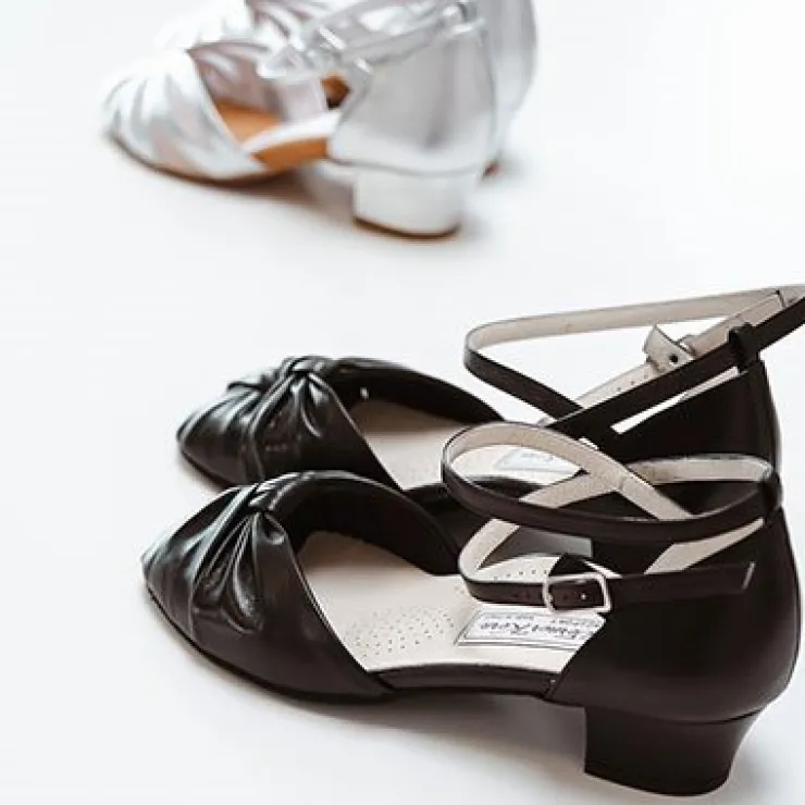 Dame Dansebutikken Anna Kern sølv dansesko 3,5 cm hæl