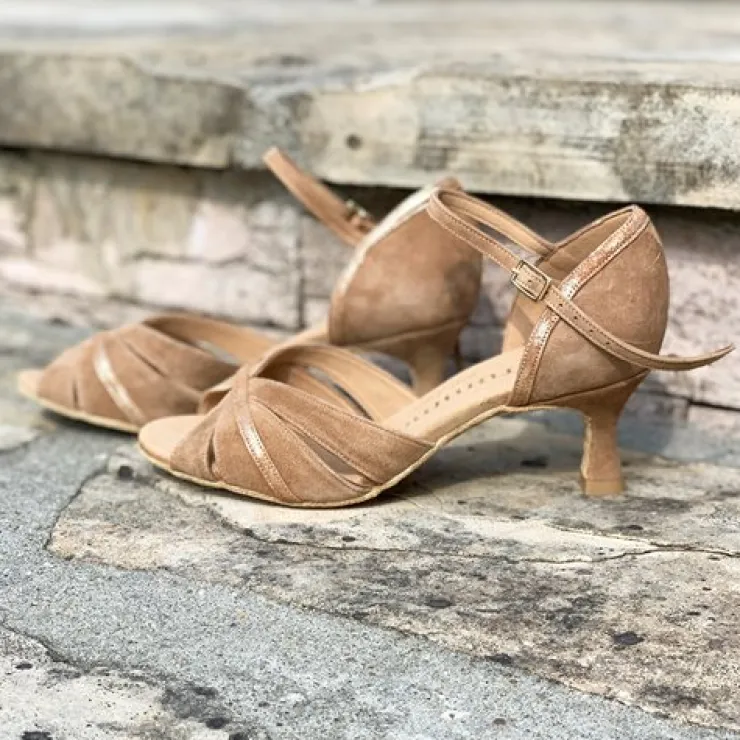 Dame Dansebutikken Beige ruskinds dansesko 5 cm hæl Rummos