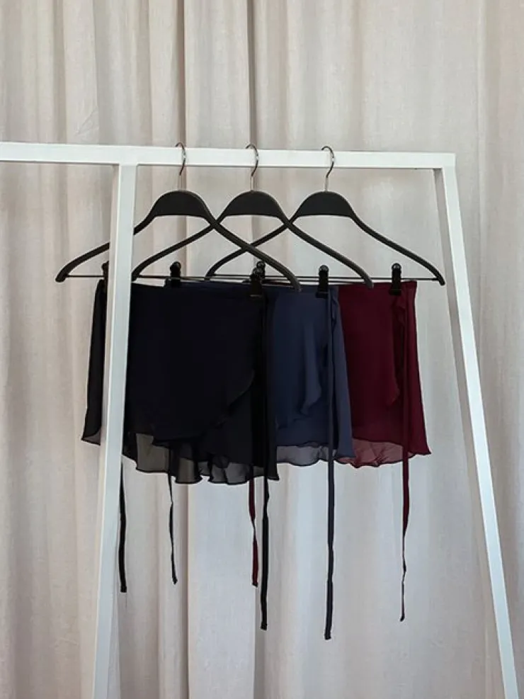 Dame Dansebutikken Bloch sort kort chiffon slå om skirt