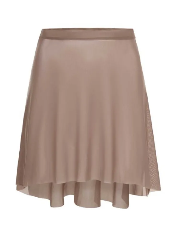 Dame Dansebutikken Brunt pull on mesh skørt fra Mara Dancewear