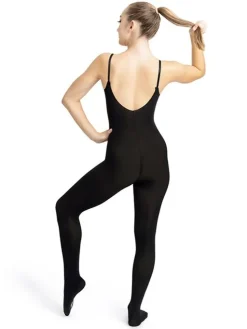 Dame Dansebutikken Capezio helunderdragt med hul i foden - SORT