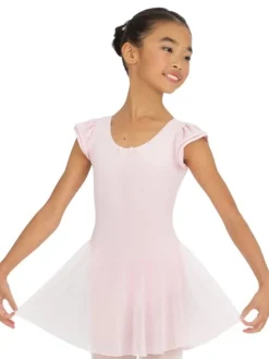 Børn Dansebutikken Capezio rosa dragt m.skørt og puf ærmer til piger