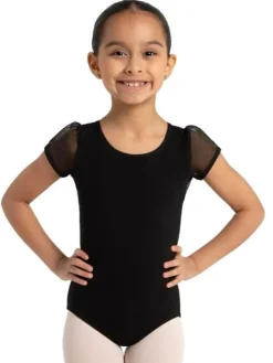 Børn Dansebutikken Capezio sort dragt med puf ærmer til piger
