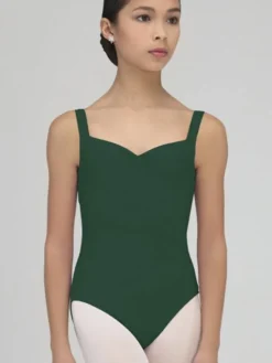 Børn Dansebutikken Dragt med tank stropper og rynk i mørk grøn fra Wear Moi til piger