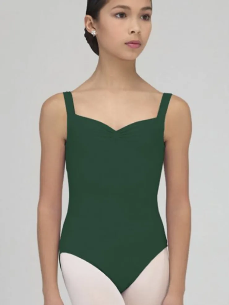 Børn Dansebutikken Dragt med tank stropper og rynk i mørk grøn fra Wear Moi til piger