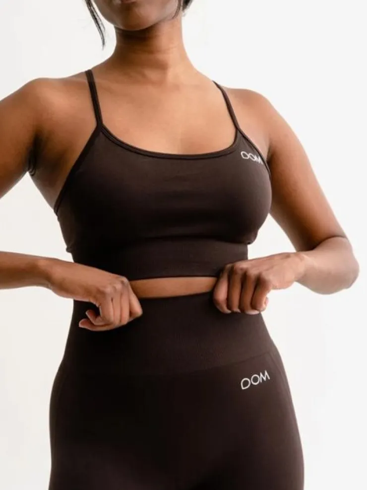 Dame Dansebutikken Drop of mindfulness seamless sports top mørkebrun