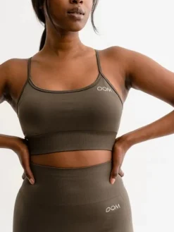 Dame Dansebutikken Drop of mindfulness seamless sports top olivengrøn