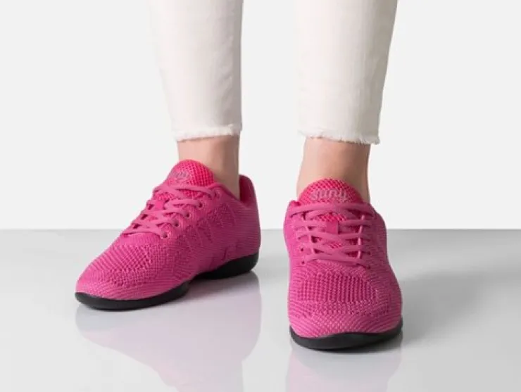 Dame Dansebutikken Fuschia farvet dansesneaker i åndbar strik til damer - Suny