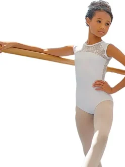 Børn Dansebutikken Hvid dragt m. blonde til piger fra BalletRosa