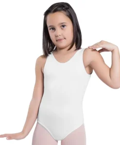 Børn Dansebutikken Hvid dragt pige u.ærmer ballet/gymnastik