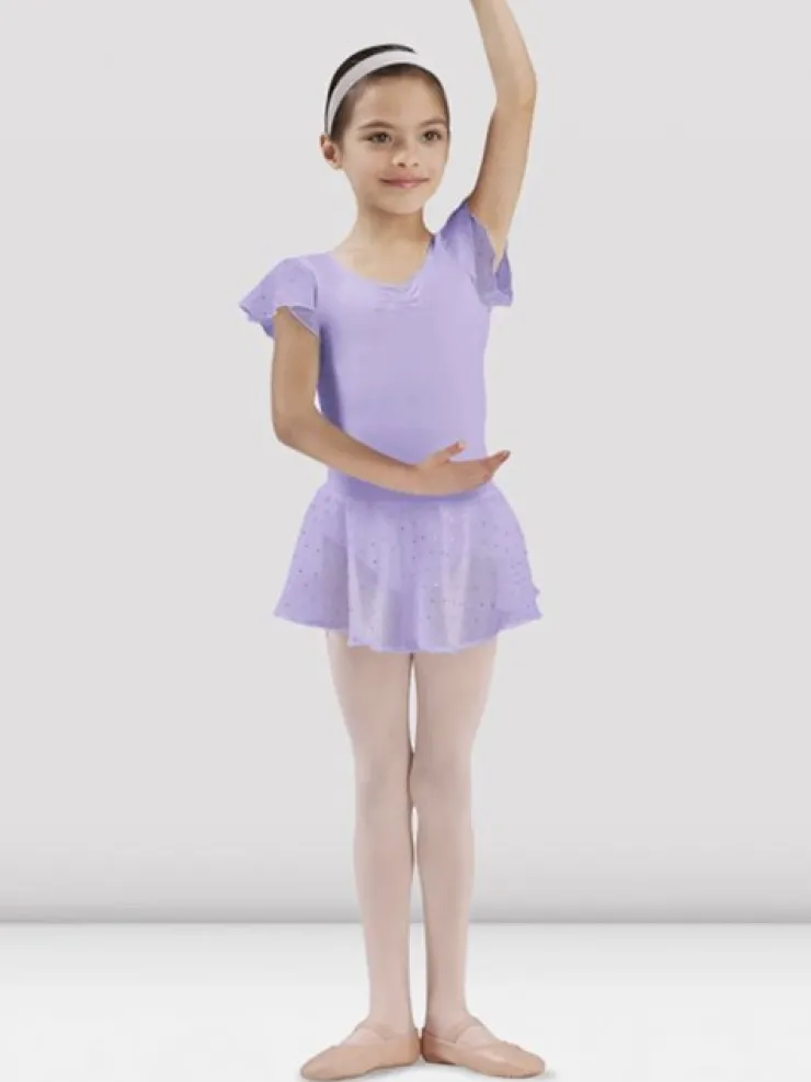 Børn Dansebutikken Lyselilla chiffon skørt med palietter til piger Bloch