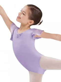 Børn Dansebutikken Lyselilla dragt med chiffon ærme med palietter Bloch