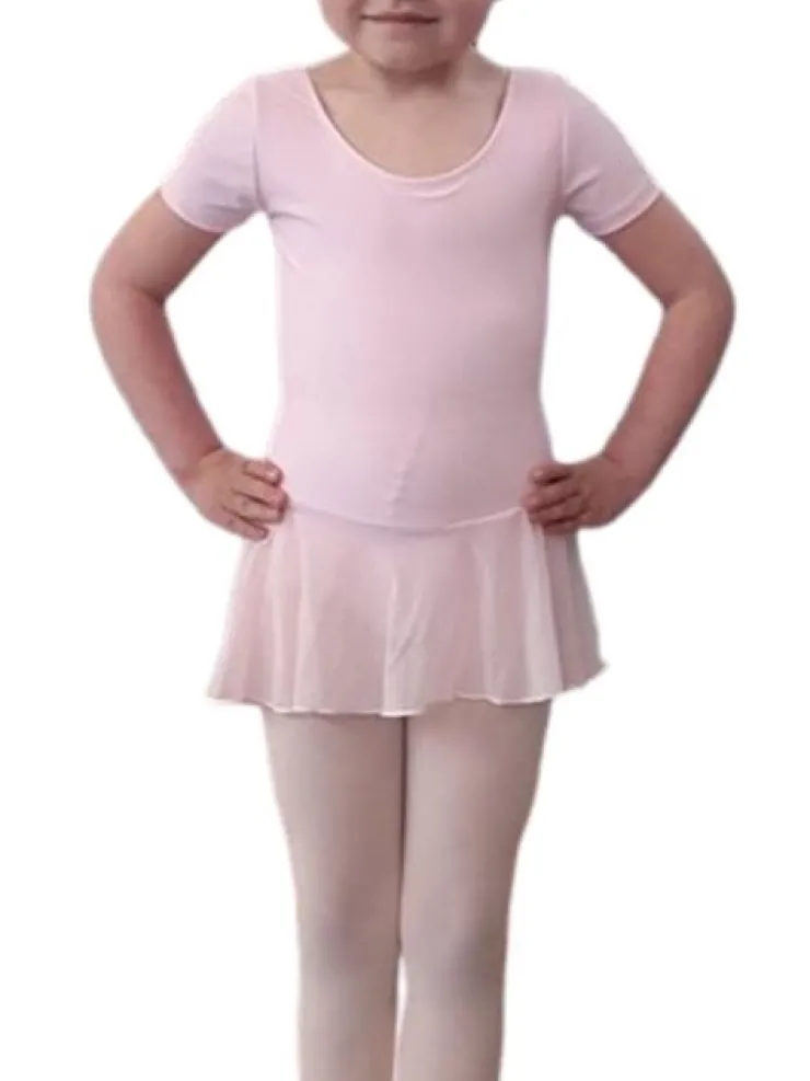 Børn Dansebutikken Mørk rosa dragt med påsyet chiffon skørt Ballet Rosa