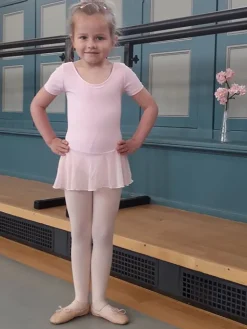 Børn Dansebutikken Mørk rosa dragt med påsyet chiffon skørt Ballet Rosa