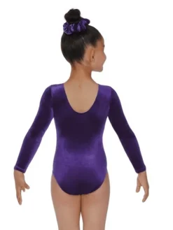 Dansebutikken Mørkelilla velour gymnastikdragt piger The zone