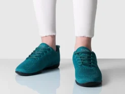 Dame Dansebutikken Petrol farvet dansesneaker i åndbar strik til damer - Suny