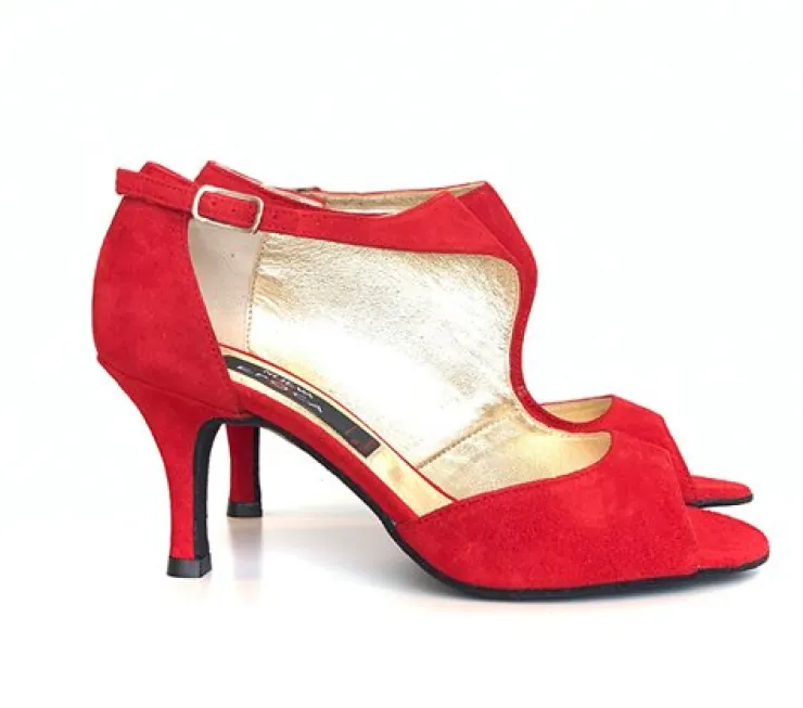 Dame Dansebutikken Rød dansesko Nueva Epoca Linea 7 cm hæl