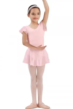 Børn Dansebutikken Rosa chiffon skørt med palietter til piger Bloch