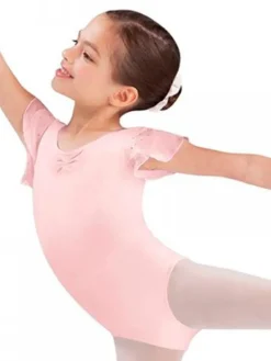 Børn Dansebutikken Rosa dragt til piger med chiffon ærme og palietter Bloch