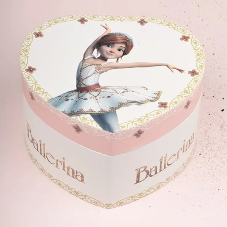 Børn Dansebutikken Smykkeskrin i hjerteform med Ballerina og musik