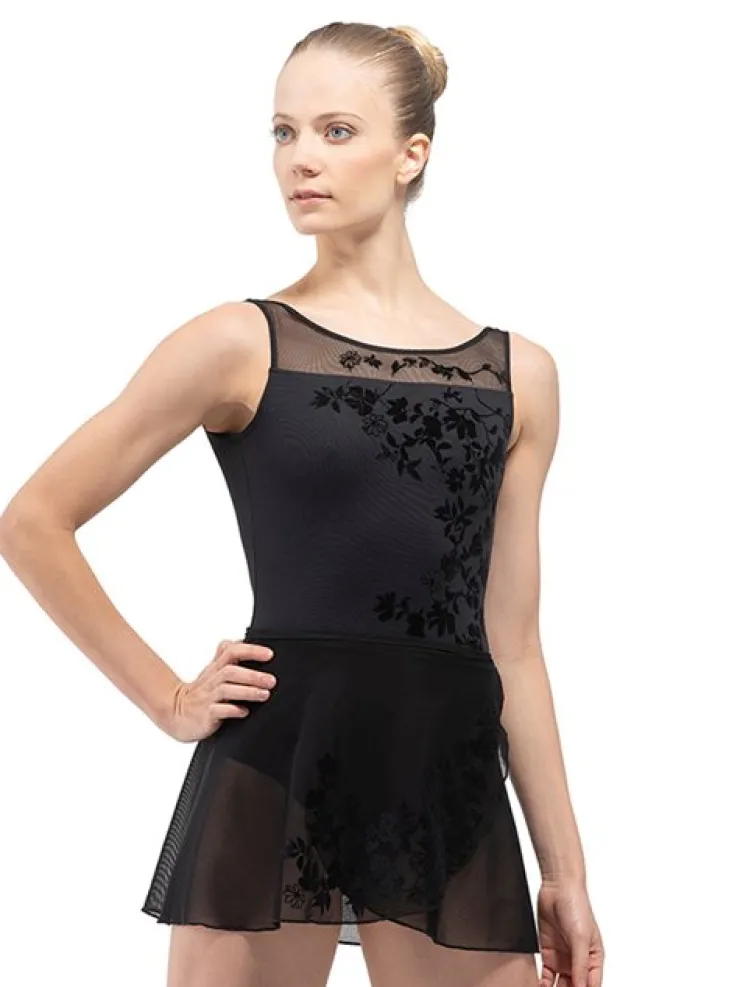 Dame Dansebutikken Sort balletdragt med mesh og broderi fra BalletRosa