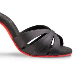 Dame Dansebutikken Sort Elite satin dansesko med rød sål Rummos