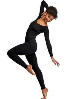 Dame Dansebutikken Sort heldragt med lange ærmer Tempsdanse