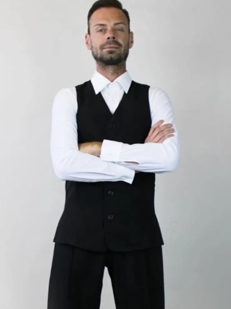 Dansebutikken Sort lang vest til herrer - Ready4dance