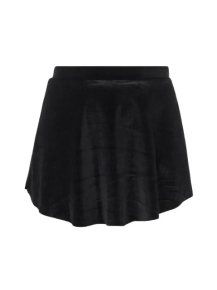Dame Dansebutikken Sort pull on velour skørt fra Mara Dancewear