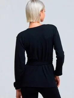 Dansebutikken Sort Tempsdanse lang Crossover bluse