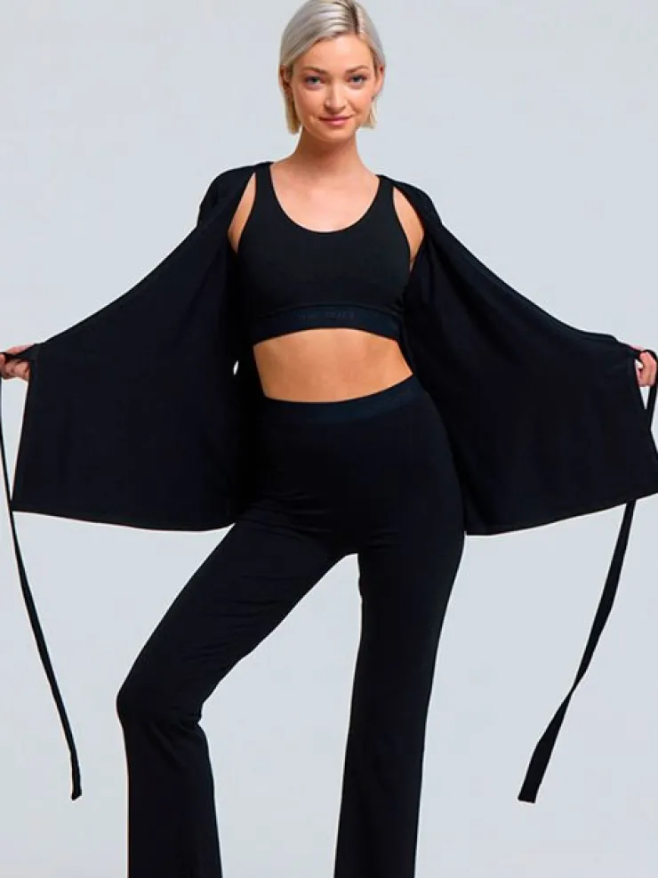 Dansebutikken Sort Tempsdanse lang Crossover bluse