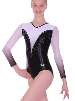 Dansebutikken Sort/hvid skinnende gymnastikdragt piger The zone