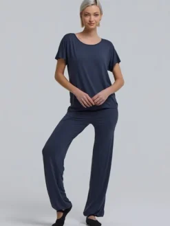 Dansebutikken Temps danse navy bambus yogabluse