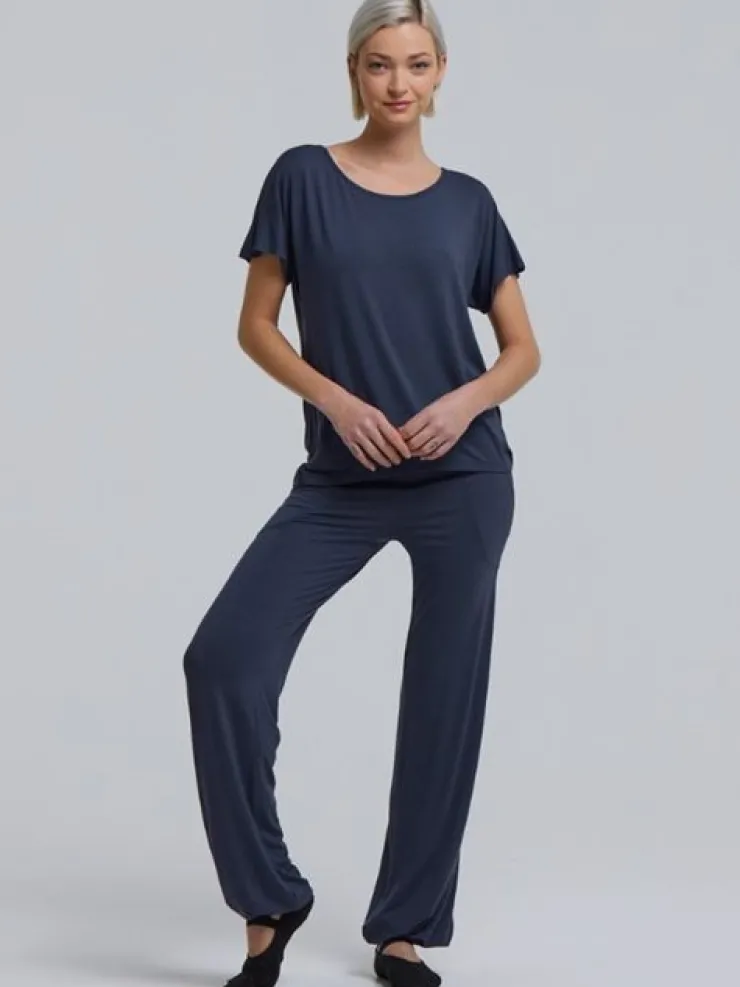 Dansebutikken Temps danse navy bambus yogabluse