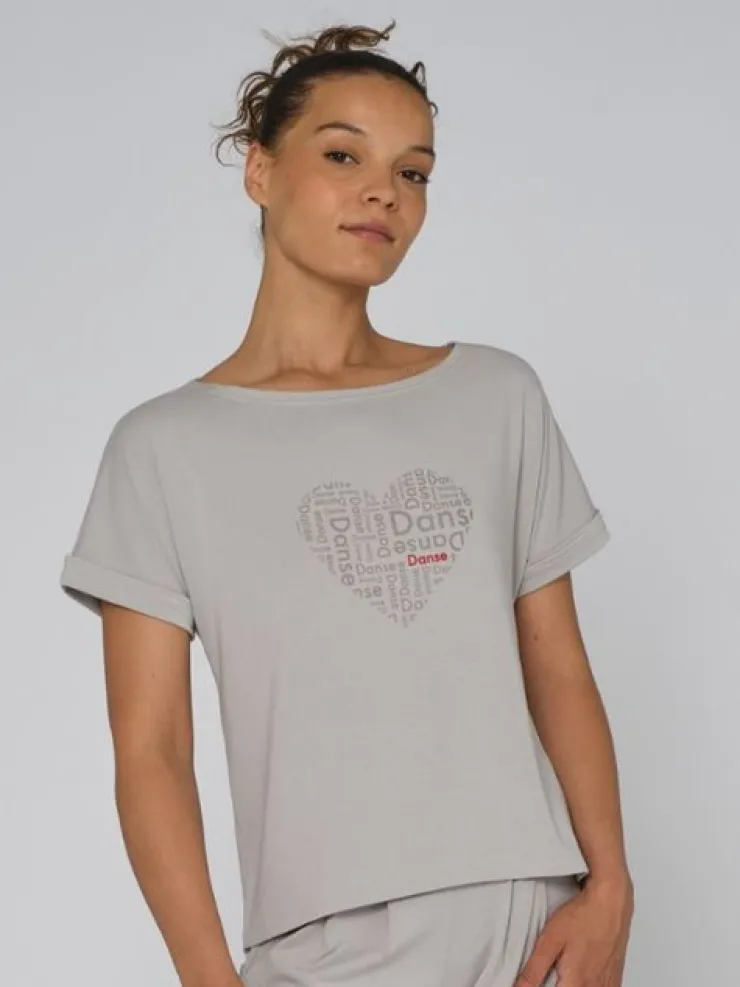 Dansebutikken Tempsdanse lys viscose t-shirt til dans med logo