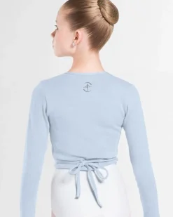 Børn Dansebutikken Wearmoi lyseblå slå om overdel børn ballet/gymnastik